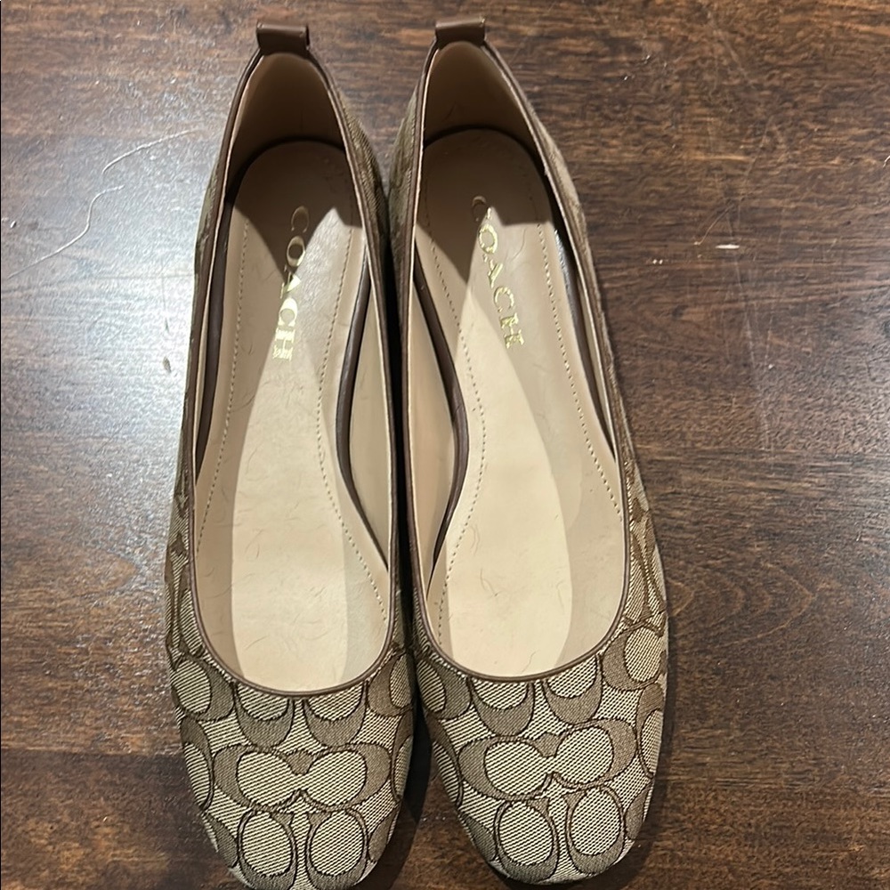 Coach Tan Flats with Signature Style